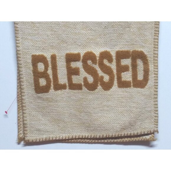 Blessed Table Runner Fall Thanksgiving High End beige brown tweed-like 14.5X73" - Picture 4 of 9